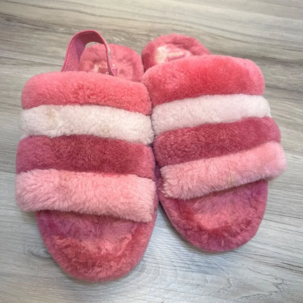 UGG Fluff Yeah‎ Slide Slipper Thick Sole Shoe Pink Size Girls Size 5 EU 37